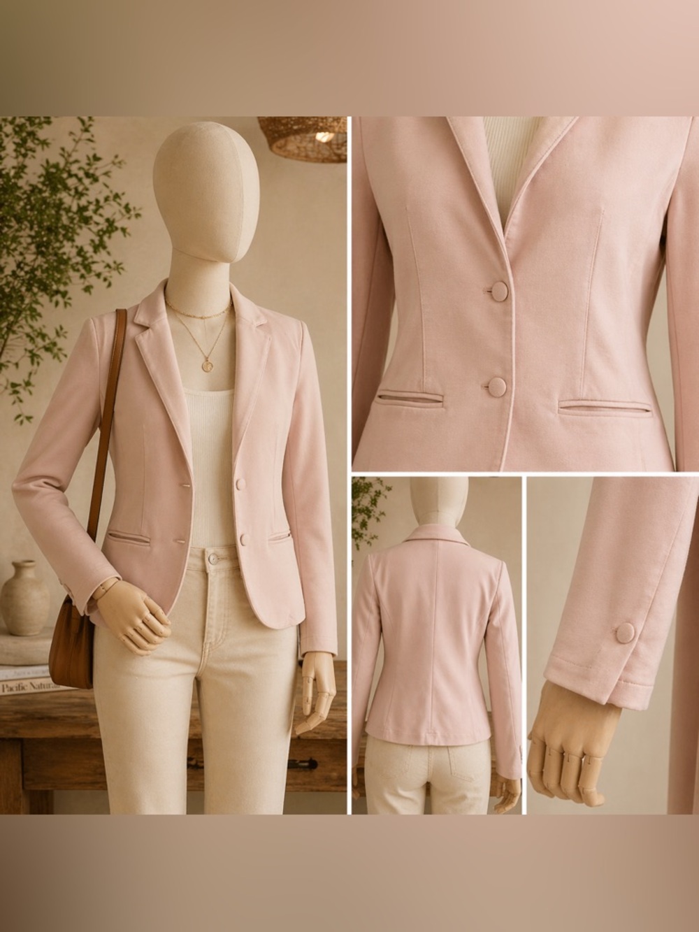 June Blush Pink Tailored Knit Blazer Size Small